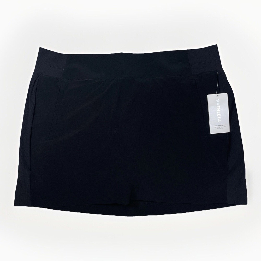 Athleta Brooklyn Skort 16" Black Pockets Golf Stretch Plus Size 22 657678